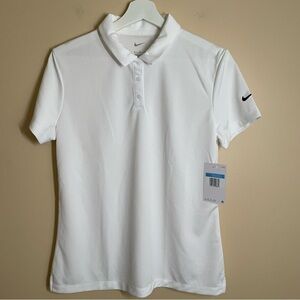 Nike Women's Golf Tennis Dri Fit Short Sleeve Solid Polo White Size M NEW